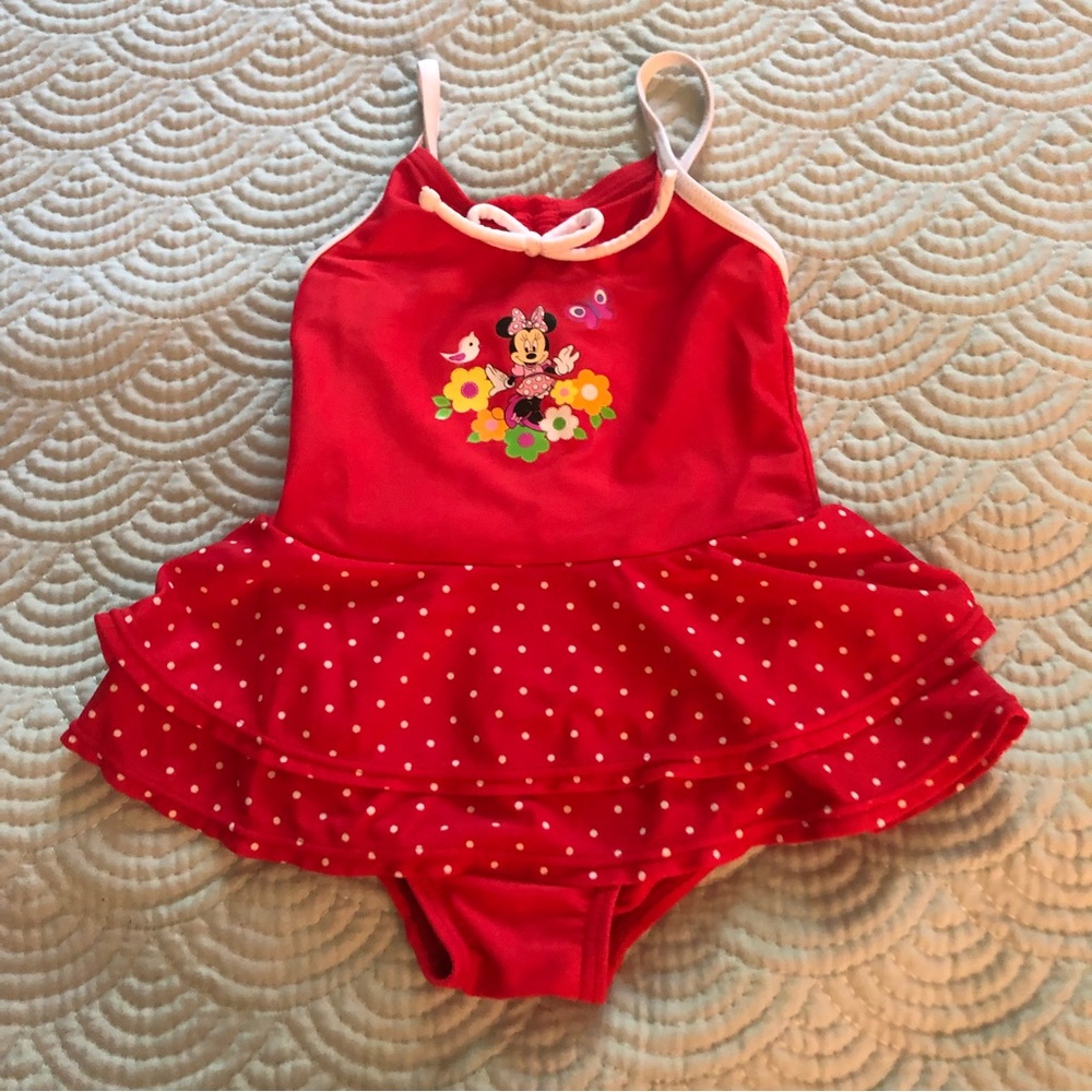 Disney Minnie Red Swimsuit w/polka dot skirting 12-18m